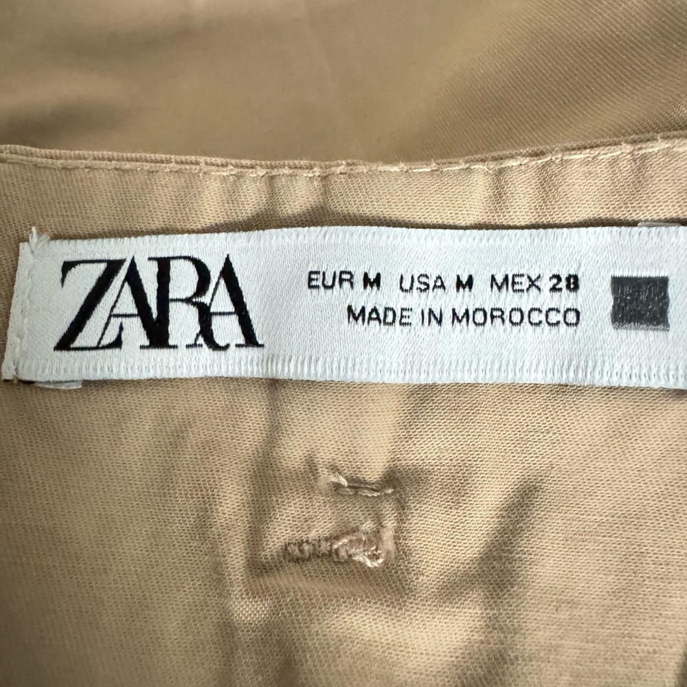 ZARA Women’s Baggy Cargo Pants Khaki High Waist Utility Pockets Streetwear Sz M - Picture 8 of 9